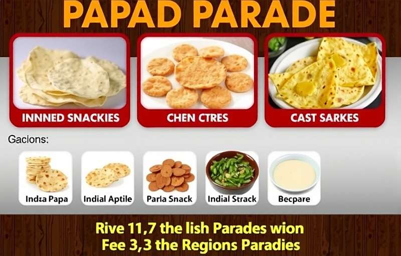 Regional Snacks Collection in Papad Parade Papad Parade showing various Indian snacks from different regions